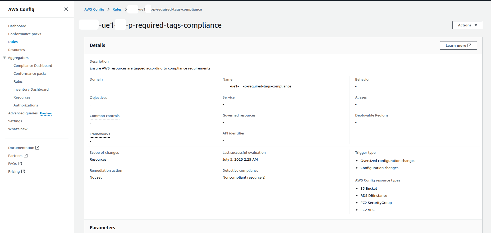 Required Tags Compliance Rule Details